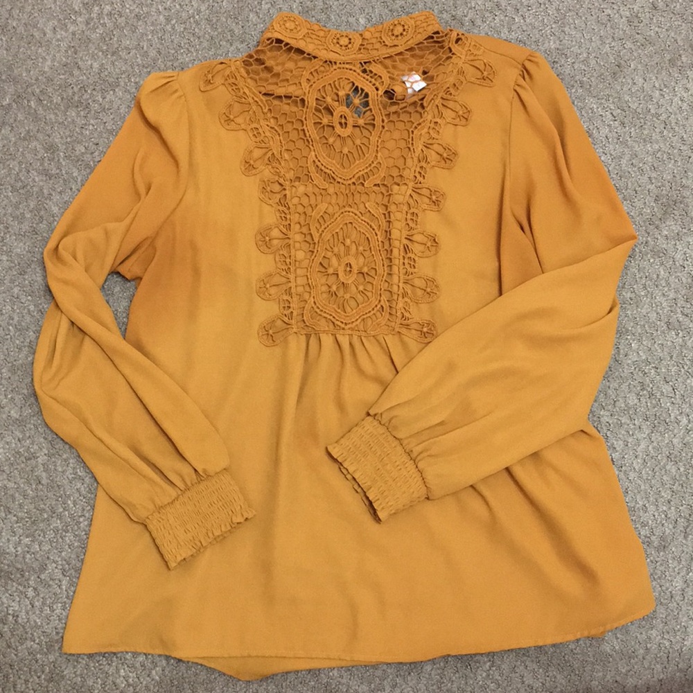 Yellow Crochet Detail Blouse